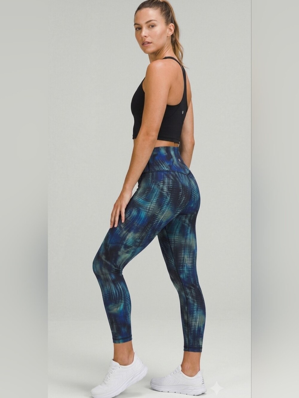 Lululemon Wunder Train MR Tight 25" Sz 4 Shapeshifter Flux Blue Multi Matte EUC